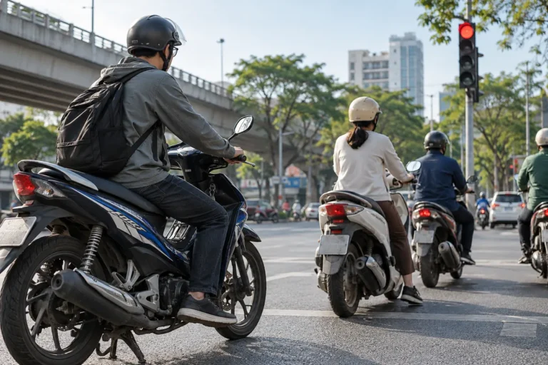 Hình minh họa: Dừng đèn đỏ khi đang đi xe số: về số nào, nhả côn ra sao và có nên tắt máy
