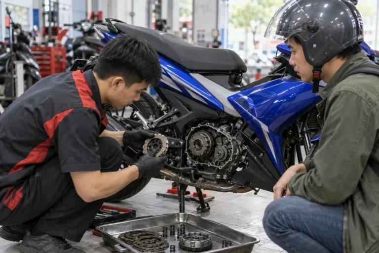 Hình minh họa: Bộ côn xe côn tay cần kiểm tra: dấu hiệu xe ì, dính côn, côn hú và độ rơ tay côn