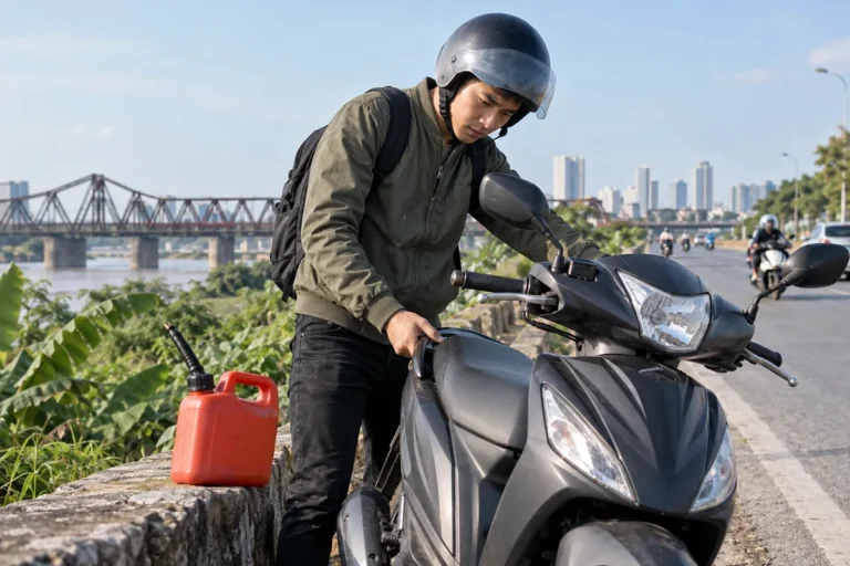 Hình minh họa: Xe máy hết xăng giữa đường: có hại cho xe không và vì sao đổ xăng xong chưa đề nổ ngay