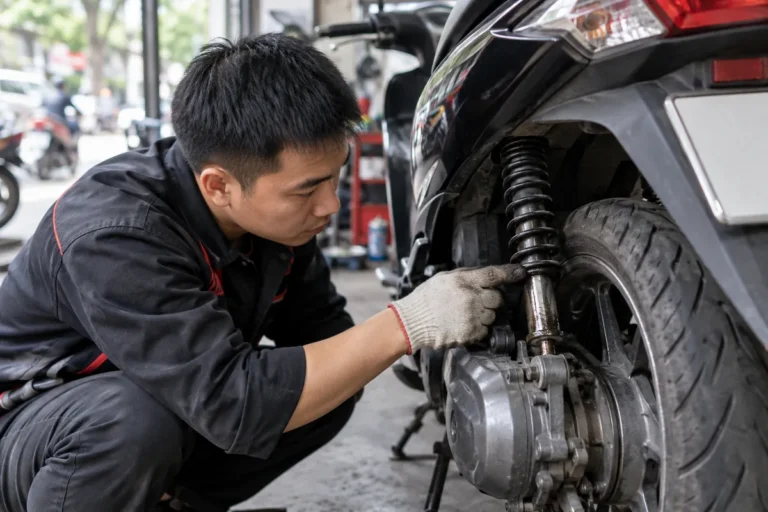 Hình minh họa: Giảm xóc xe máy chảy dầu có sao không: các dấu hiệu phuộc yếu và khi nào nên đưa xe đi kiểm tra