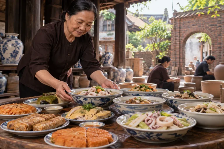 Hình minh họa: Tri thức nấu cỗ Bát Tràng: mâm cỗ làng gốm gồm những món gì và vì sao được ghi danh di sản