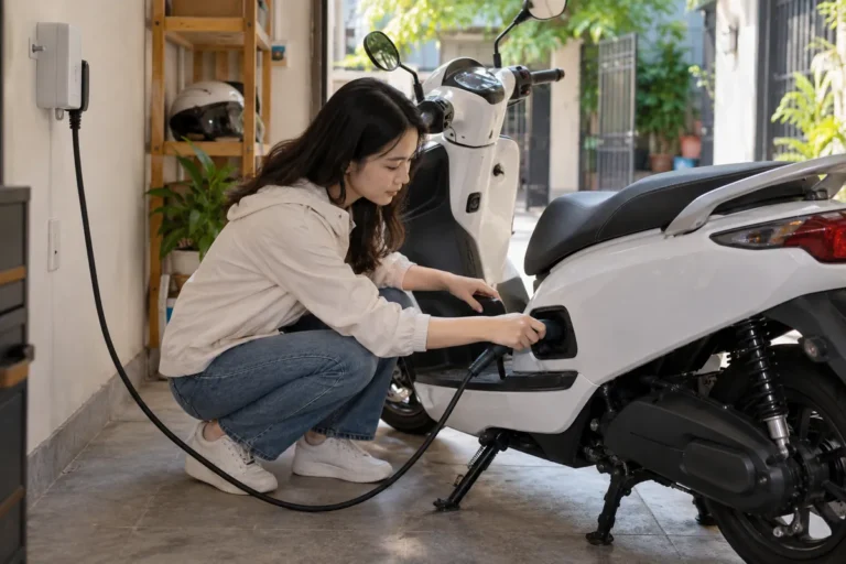 Hình minh họa: Thời gian sạc đầy pin xe máy điện: ước tính từ dung lượng kWh và công suất bộ sạc
