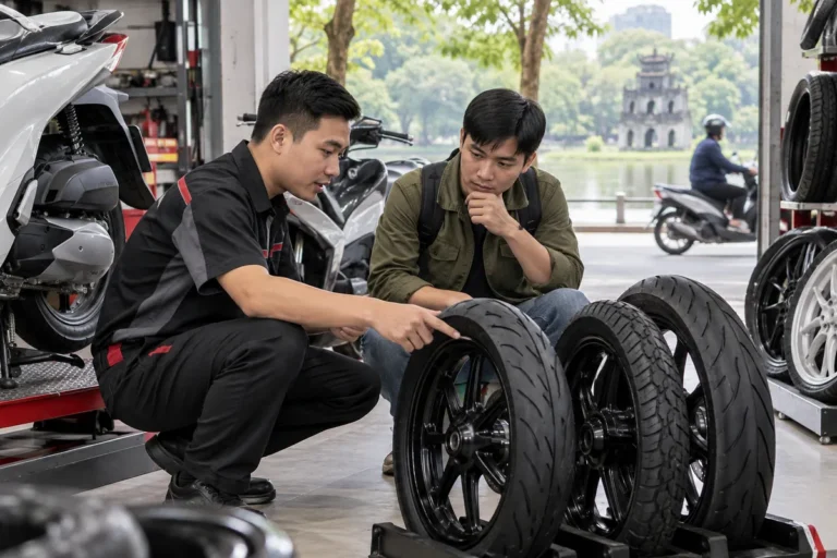 Hình minh họa: Đổi cỡ lốp hoặc mâm xe máy: vì sao Michelin, Honda và Yamaha khuyên giữ thông số nguyên bản