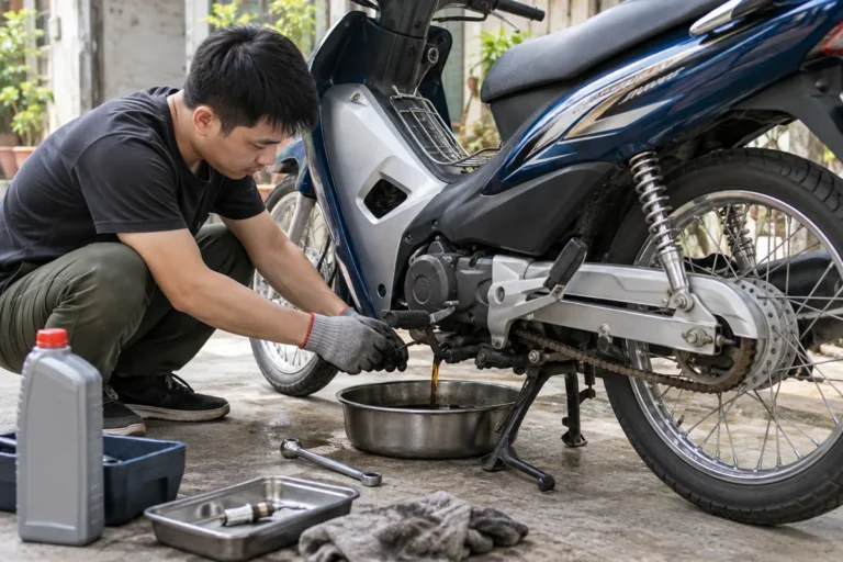 Hình minh họa: Wave 110 thay nhớt bao nhiêu lít, xích chùng bao nhiêu mm: số liệu trong sách hướng dẫn của Honda
