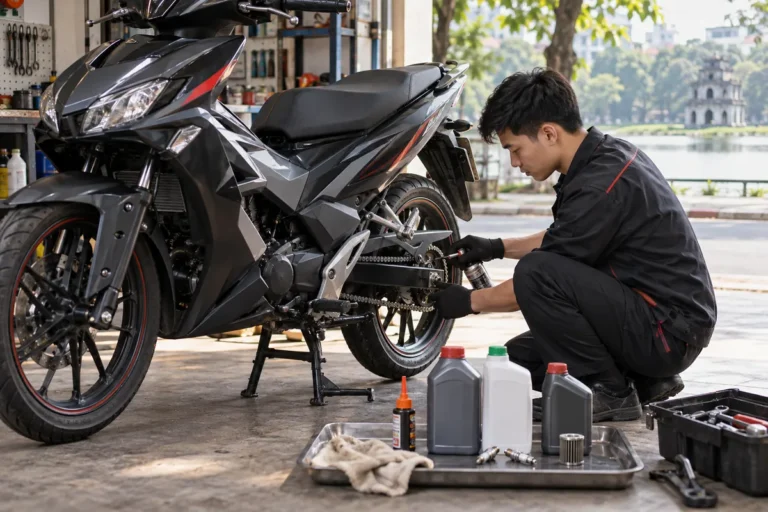 Hình minh họa: Honda Winner X dùng nhớt gì: JASO MA, nước làm mát, bôi trơn xích và bugi theo sách hướng dẫn