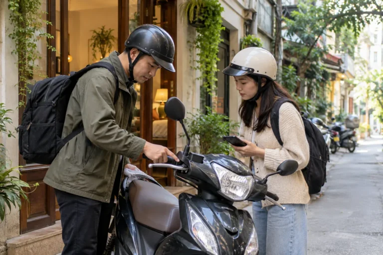Hình minh họa: Nhận xe máy thuê tại homestay Hà Nội không có lễ tân: hẹn giao, kiểm tra và trả xe