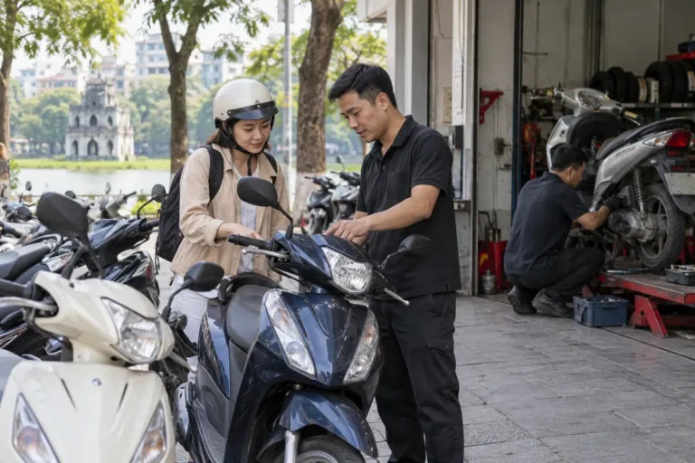 Hình minh họa: Thuê xe máy Hà Nội khi xe cá nhân đang sửa: chọn kỳ thuê và gia hạn nếu gara trễ