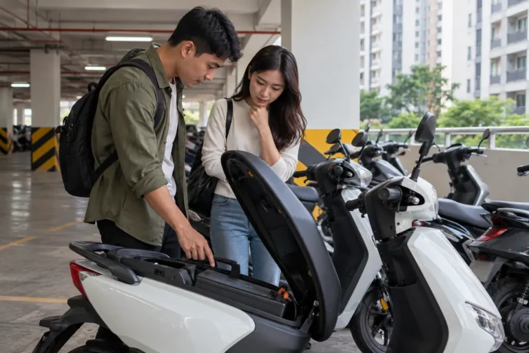 Hình minh họa: Thuê xe máy điện ở chung cư Hà Nội không có chỗ sạc riêng: cần kiểm tra gì trước khi đặt?