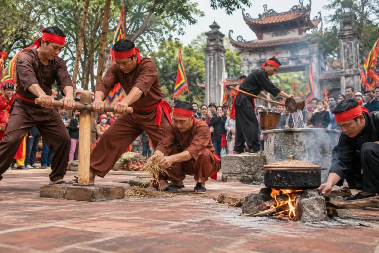 Hình minh họa: Hội thổi cơm thi Thị Cấm: kéo lửa, lấy nước, thổi cơm và các mốc mùng 7–8 tháng Giêng