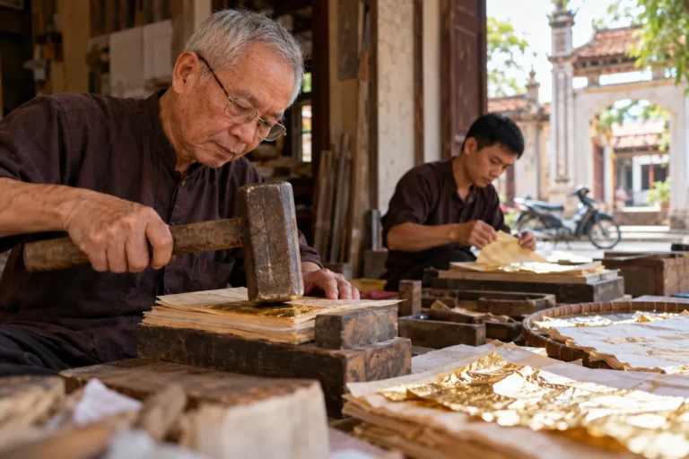 Hình minh họa: Nghề quỳ vàng bạc Kiêu Kỵ ở Gia Lâm: các công đoạn đập quỳ và lý do làng giữ nghề đến nay