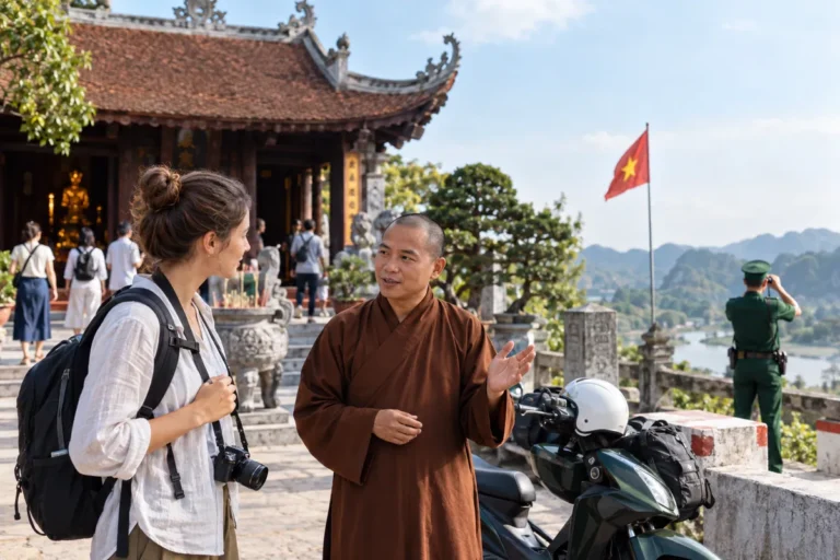 Hình minh họa: Trang phục, ứng xử và chụp ảnh khi vào đền chùa và gần khu quân sự, biên giới ở Việt Nam: cổng du lịch quốc gia, Canada, Anh, Úc và Ireland