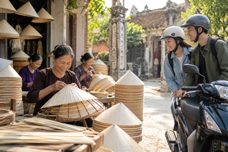 Hình minh họa: Nón lá làng Chuông ở Thanh Oai: nghề làm nón 16 vành, phiên chợ nón họp ngày nào và cách đến làng