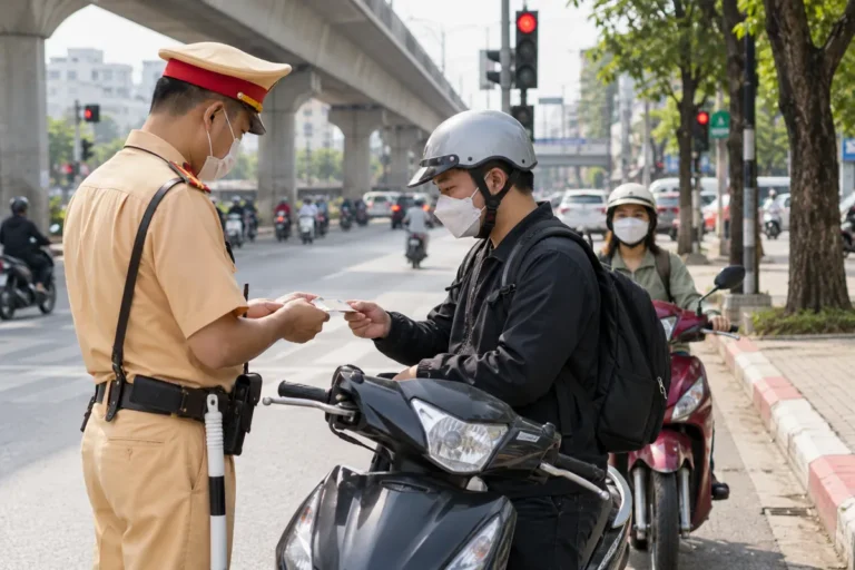 Hình minh họa: Vượt đèn đỏ, đi ngược chiều bằng xe máy: mức phạt, điểm bị trừ, đi lên vỉa hè và ngoại lệ