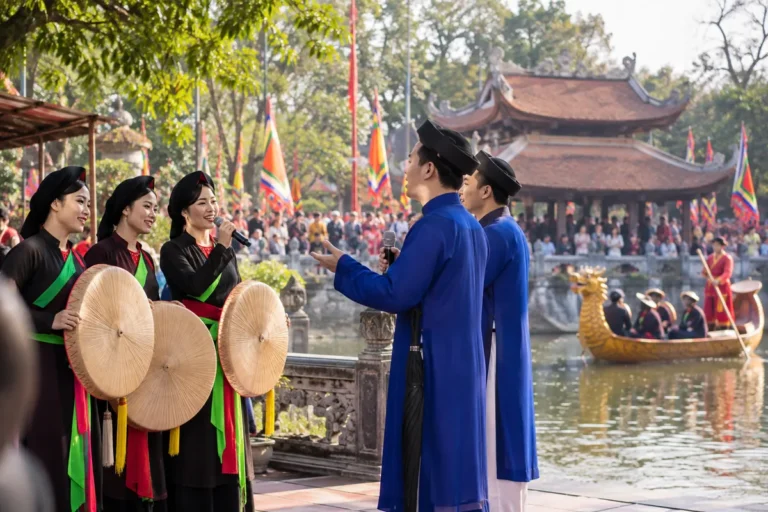 Hình minh họa: Hội Lim ở Bắc Ninh từ Hà Nội: hội 12-13 tháng Giêng, hát quan họ ở đâu và cách đi tránh giờ đông