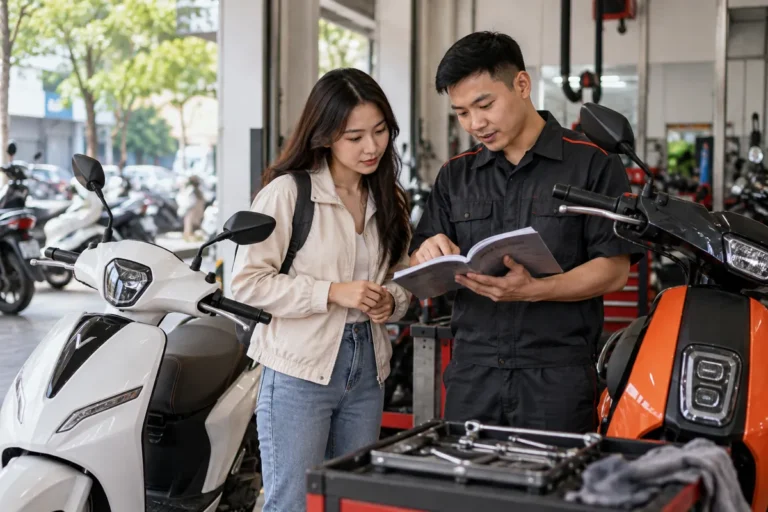 Hình minh họa: Lịch kiểm tra định kỳ xe máy điện: mốc km và mốc tháng trong sổ hướng dẫn VinFast và Dat Bike