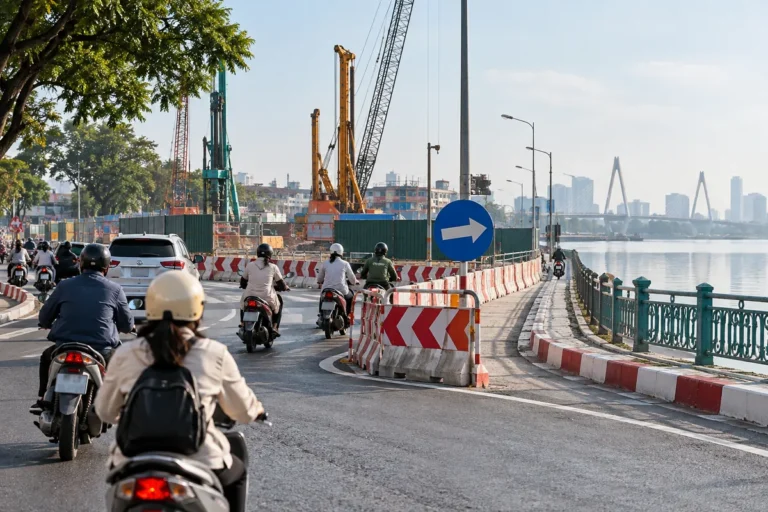 Hình minh họa: Nghi Tàm – Yên Phụ – Thanh Niên từ 21/10/2026: xe máy rẽ, quay đầu thế nào khi thi công cầu Tứ Liên