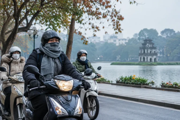 Hình minh họa: Đi xe máy mùa đông 2026–2027 ở miền Bắc: dự báo rét đậm đến muộn, gió lạnh khi chạy xe và điều cơ quan y tế dặn khi trời lạnh