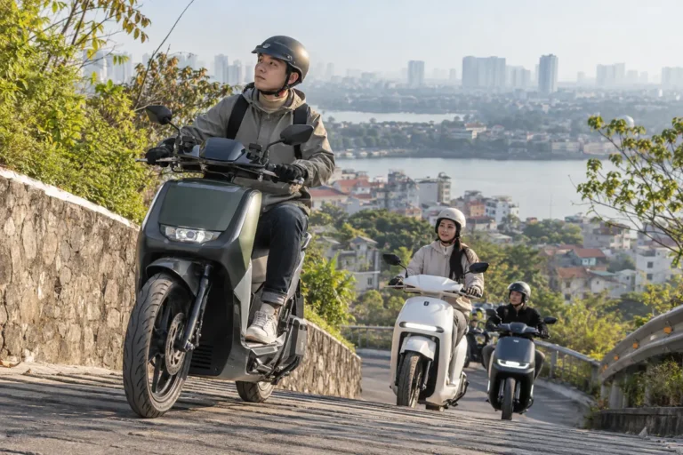 Hình minh họa: Xe máy điện tụt dốc khi nhả phanh: Hill Assist của Dat Bike và cơ chế tự hãm khi nhả ga