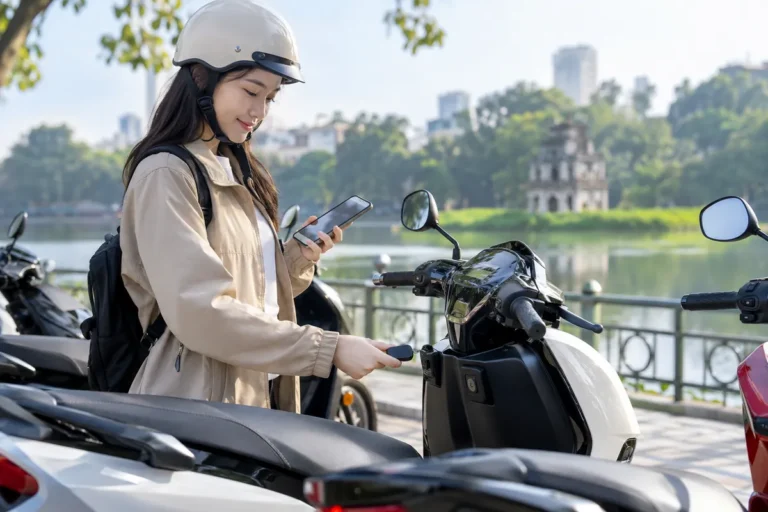 Hình minh họa: Mở khóa xe máy điện không cần chìa: remote, thẻ RFID, ứng dụng và tự khóa theo mô tả của hãng