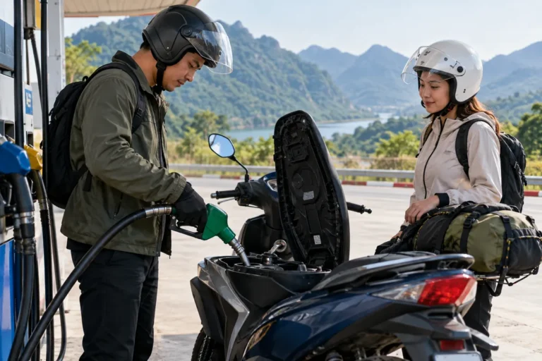 Hình minh họa: Đổ đầy bình xăng đi được bao xa: số lít và mức tiêu thụ hãng công bố của xe Honda, Yamaha