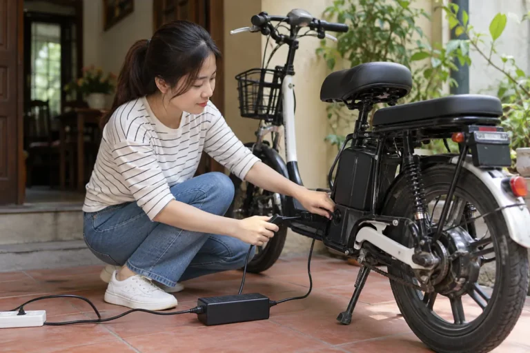 Hình minh họa: Sạc ắc quy chì xe đạp điện: vì sao nguồn nêu 10–12 giờ, 14–16 giờ và không quá 8 giờ