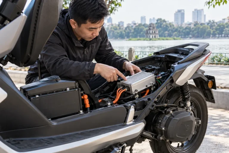 Hình minh họa: Bộ điều khiển (controller) trên xe điện nằm giữa tay ga, pin và động cơ để làm gì?