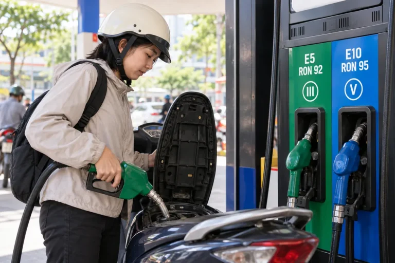Hình minh họa: Xăng E5 RON 92 và E10 RON 95 ở trụ bơm: chữ III, V nghĩa là gì, RON hay ethanol quan trọng hơn và đổ nhầm có sao không