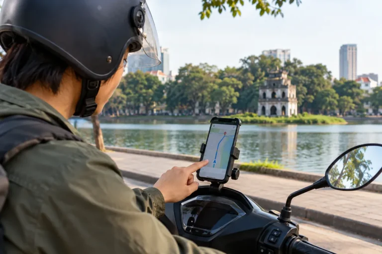 Hình minh họa: Dẫn đường bằng điện thoại khi đi xe máy: chế độ xe máy của Google Maps, bản đồ ngoại tuyến, mất tín hiệu GPS và giá đỡ chống rung