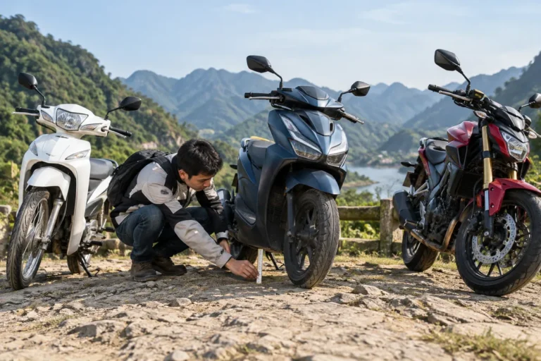 Hình minh họa: Khoảng sáng gầm xe 125–190 mm: số đo hãng công bố của xe số, xe ga và xe côn tay Honda, Yamaha