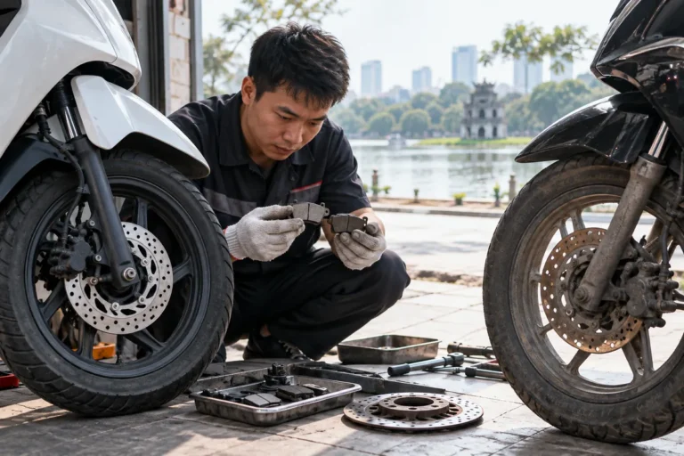Hình minh họa: Phanh xe điện có bền hơn xe xăng không: các nguồn nói khác nhau về má phanh mòn, đĩa phanh rỉ sét và mòn lệch trước sau