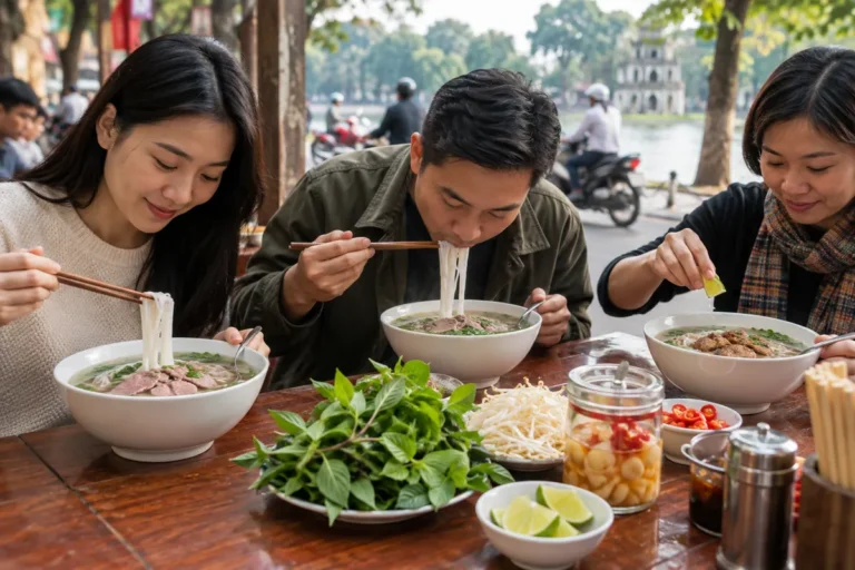 Hình minh họa: Phở Hà Nội khác phở Nam Định và phở TP HCM ở đâu: nước dùng, thịt áp chảo hay tái chín, chanh, giấm tỏi ớt và rau thơm trên bàn