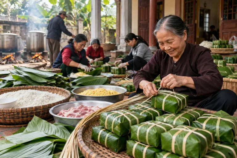 Hình minh họa: Bánh chưng Tranh Khúc: làng nghề ở Thanh Trì, nguyên liệu chọn lọc và vụ gói bánh từ đầu tháng Chạp