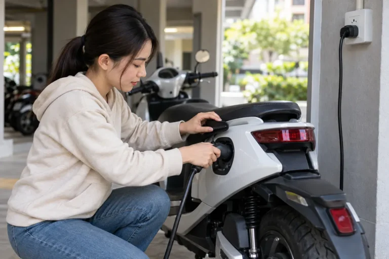 Hình minh họa: Thứ tự cắm sạc xe máy điện: cắm vào xe hay vào ổ điện trước khi VinFast và Dat Bike dặn ngược nhau?