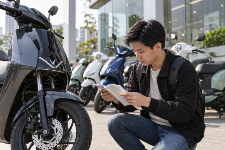Hình minh họa: Xe máy điện có ABS không: sổ VinFast Theon nêu gì và các mẫu khác ghi loại phanh nào?