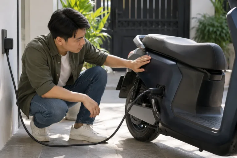 Hình minh họa: Xe máy điện kêu hoặc nóng khi sạc: khi nào hãng nói bình thường và khi nào dặn rút sạc
