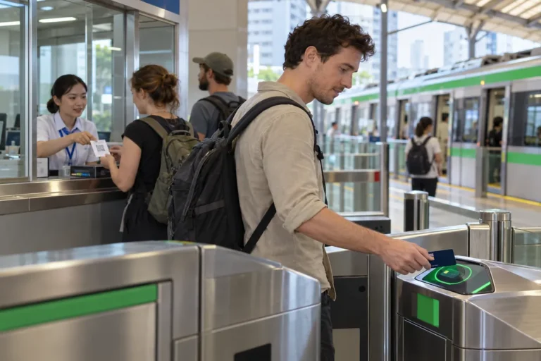 Hình minh họa: Người nước ngoài đi metro Hà Nội: mua vé lượt ở quầy, đăng ký hộ chiếu trên app khoảng 3 ngày và thẻ Visa
