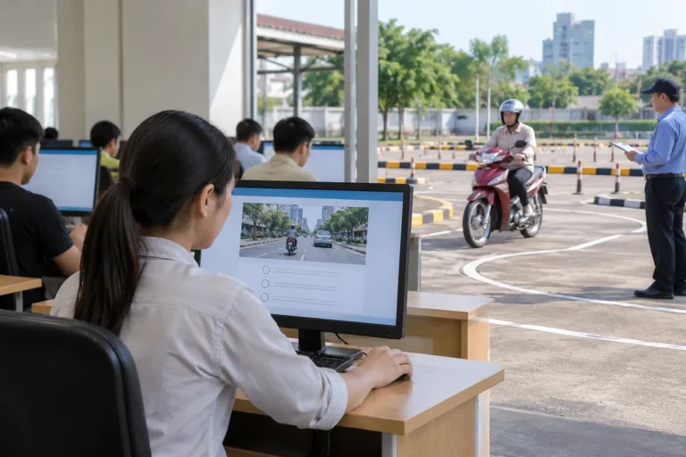 Hình minh họa: Thi bằng lái xe máy hạng A1 và A theo Thông tư 108/2026/TT-BCA: thi lý thuyết trước, bảo lưu 1 năm, 40 câu từ 01/3/2027 và tình huống trên đ