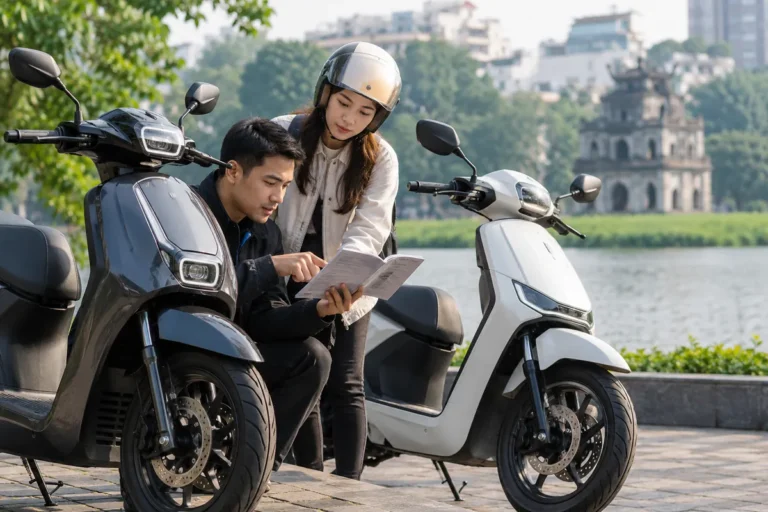 Hình minh họa: Phanh kết hợp CBS trên xe Dat Bike: Quantum S1 và ERA E1 có, bài của hãng và sổ nói khác nhau