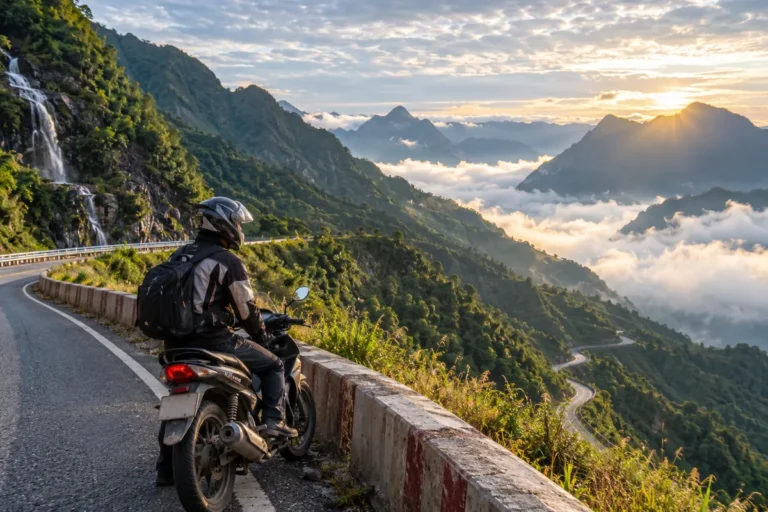 Hình minh họa: Đèo Ô Quy Hồ bằng xe máy: gần 50 km trên quốc lộ 4D, đỉnh Cổng Trời và hai sườn chênh nhiệt độ