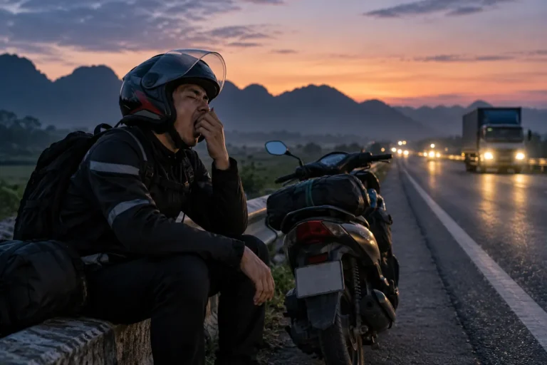 Hình minh họa: Giờ nào dễ buồn ngủ nhất khi chạy xe máy: khung 0–6 giờ sáng, giữa chiều và cách xếp giờ xuất phát