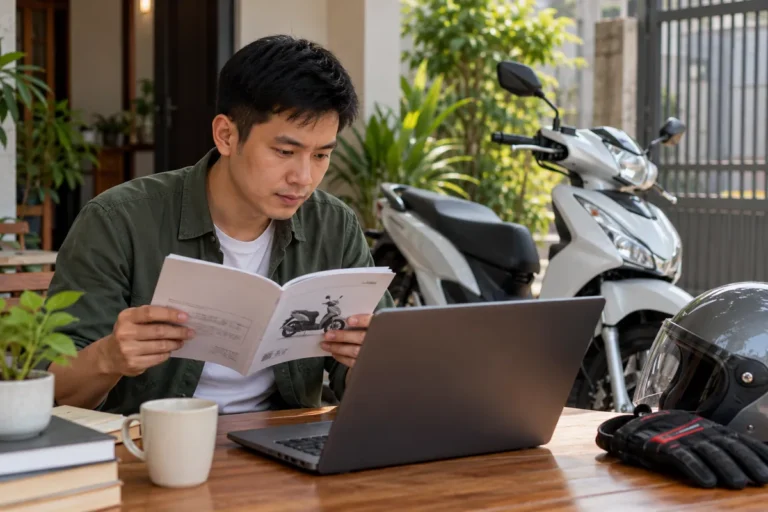 Hình minh họa: Tải sách hướng dẫn sử dụng xe máy Honda dạng PDF ở đâu và tìm câu trả lời ở chương nào khi xe gặp sự cố