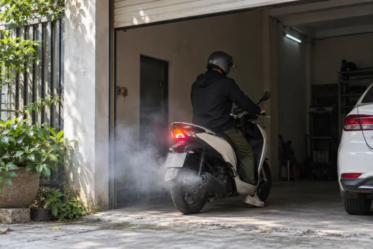 Hình minh họa: Nổ máy xe máy trong gara hoặc khu vực đóng kín: khí CO trong khí xả là gì và vì sao Honda cấm kể cả đóng kín một phần