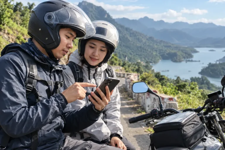 Hình minh họa: Chia sẻ vị trí trực tiếp khi đi xe máy đường dài: iPhone (Find My, Tin nhắn, Check In) và Google Maps cho người thân thấy gì và dừng chia sẻ