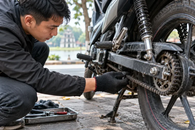 Hình minh họa: Xích xe máy căng quá có sao không: vì sao phải chừa độ chùng và chỗ căng chỗ chùng do đâu