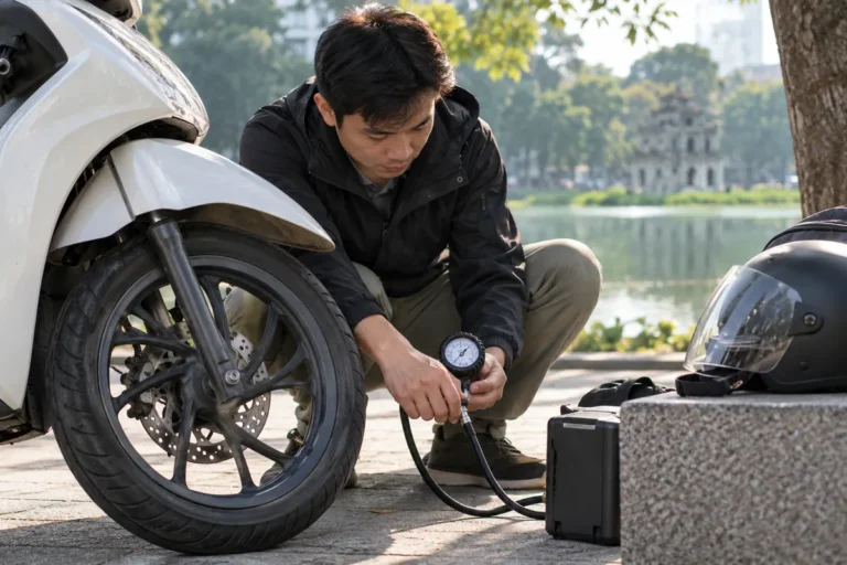 Hình minh họa: Bao lâu nên bơm lốp xe máy một lần: mốc 2 tuần của Bridgestone và cách đo khi lốp nguội