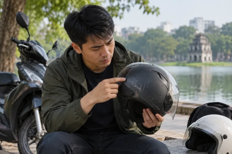 Hình minh họa: Mũ bảo hiểm bị rơi hoặc va đập: khi nào phải thay mũ, dấu hiệu hư hỏng và mốc 5 năm của Snell và SHARP