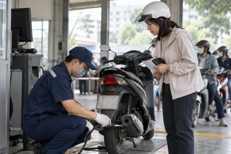 Hình minh họa: Chu kỳ kiểm định khí thải xe máy: 60, 24 hay 12 tháng theo Thông tư 30/2026 và khi nào khỏi mang xe