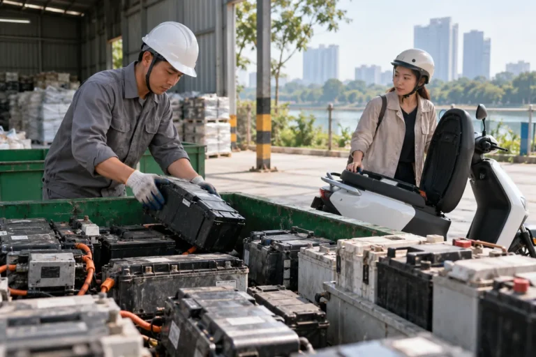 Hình minh họa: Tái chế pin xe điện theo Nghị định 110/2026: pin lithium 0% đến 2029, ắc quy chì 12% và xe máy ra sao?