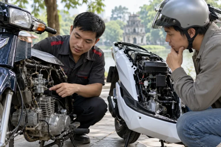 Hình minh họa: Xe máy chế hòa khí và phun xăng điện tử: khác cách cấp xăng, lúc khởi động lạnh và mức tiết kiệm
