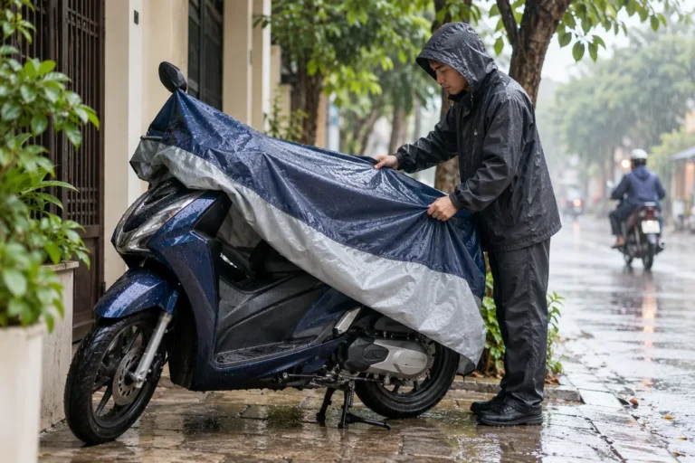 Hình minh họa: Xe máy để ngoài mưa có sao không: gỉ sét, chập điện, ắc quy yếu và cách che chắn Yamaha nêu